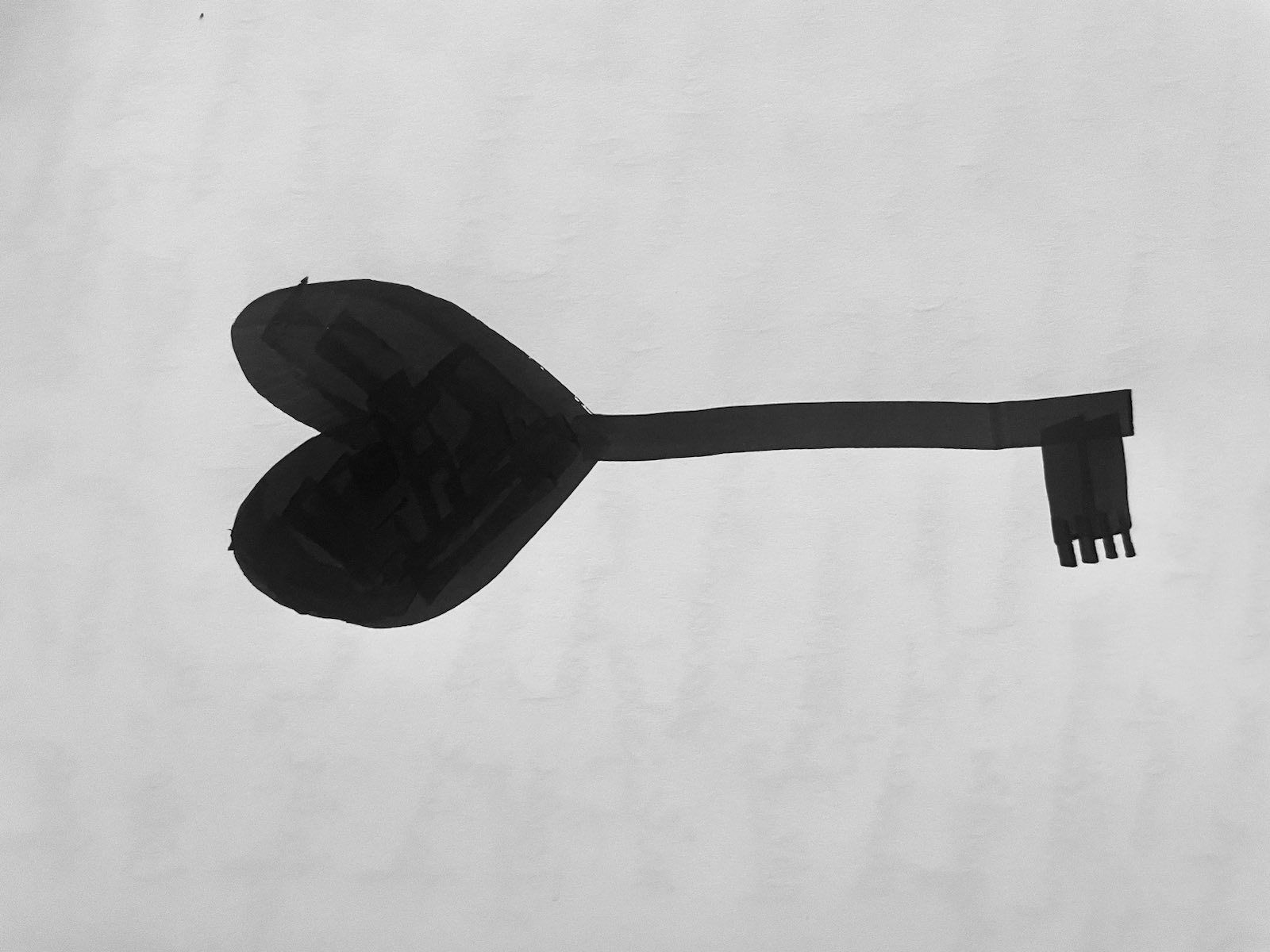A drawing of a key